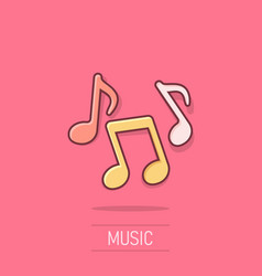 Music Note Icon In Comic Style Song Cartoon On