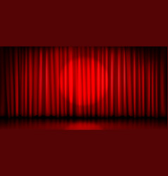 Theater Stage With Red Curtain And Round Spotlight