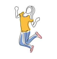 Cheerful Jumping Woman