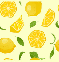 Lemons Slices And Leaves Seamless Pattern