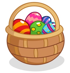 Easter egg basket with spring flowers Royalty Free Vector