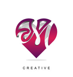 Initial M Love Modern Design Letter Logo