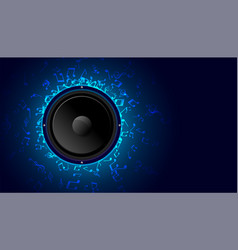 Music Speaker With Blue Sound Notes Background