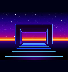 Neon 80s Styled Massive Gate In Retro Game