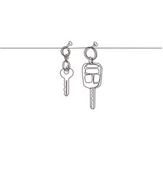 Single Continuous Line Drawing Car And House Keys