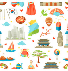 Korea seamless pattern korean traditional symbols Vector Image