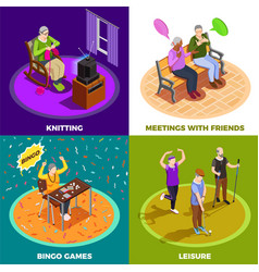 Elderly People Isometric Design Concept