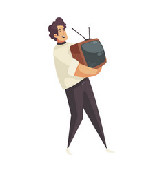 Man With Tv Composition