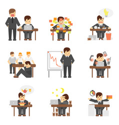 Stress At Work Icons Set