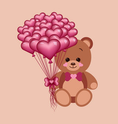 Cute Teddy With A Bow Tie And Purple Heart Shape