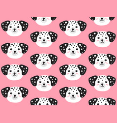 Flat Cartoon Dalmatian Dog Face Head