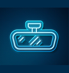 Glowing Neon Line Car Mirror Icon Isolated