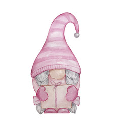 Pink Valentine Gnome With A Gift