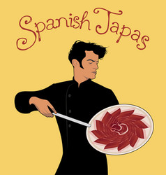 Spanish Tapas Handsome Chef Holding