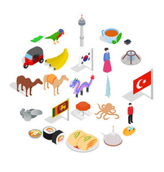 Relax In Asia Icons Set Isometric Style