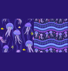 Sea Jellyfish On A Dark Purple Background