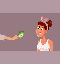 Angry Frustrated Woman Receiving Money Cartoon