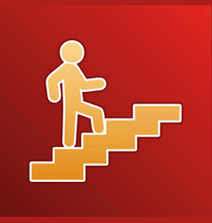 Man On Stairs Going Up Golden Gradient Icon