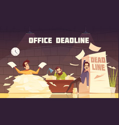 Office Paperwork Deadline Cartoon Poster