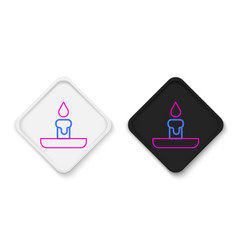 Line Burning Candle In Candlestick Icon Isolated