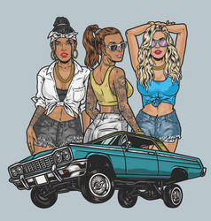 Cool Girls Lowriders Emblem Colorful