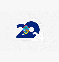 New Year 2024 For Guam On Snowflake Background