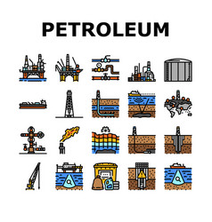 Petroleum Engineer Oil Industry Icons Set