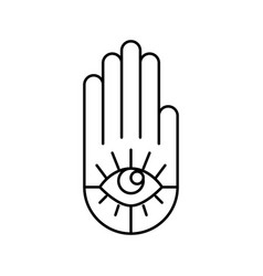 Hamsa Hand Jewish Line Icon