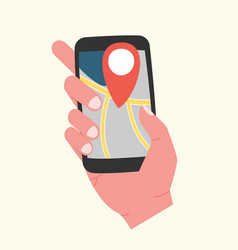 Hand Holding Phone With Map And Pin Destination