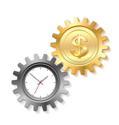 Time Is Money Concept Clock And Dollar With Gears