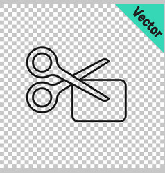 Black Line Scissors Cuts Discount Coupon Icon