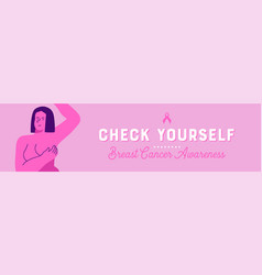 Breast Cancer Awareness Banner Woman Check