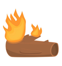 Burning Old Tree Trunk Icon Cartoon Style