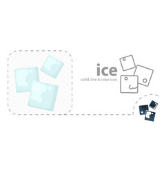 Ice Cubes Isolated Flat Cubes Line Icon