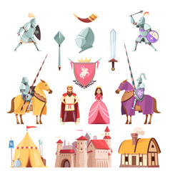 Medieval Royal Heraldry Cartoon Set