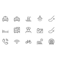 Public Navigation Flat Line Icons Set