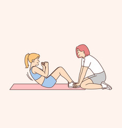 Woman Training With Coach In Gym