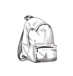 Backpack Sketch Hand Drawn Rucksack Sketch Style