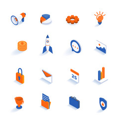 Flat Line Isometric Icons Design