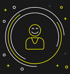 Line Happy Customer Icon Isolated On Black