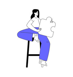 Business Process With Woman Character Sitting