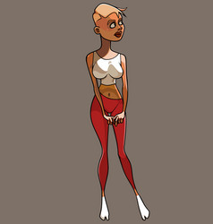 Cartoon Woman With Short Hair In Fitness