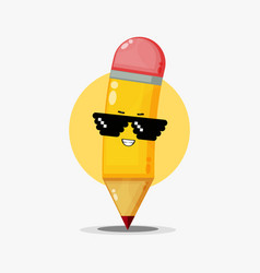 Cute Pencil Character Wearing Pixel Glasses