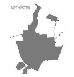 Rochester New York City Map Grey Silhouette