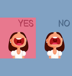 Woman Saying Yes And No Cartoon Character