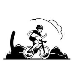 Cyclist Riding On The Road In Flat Style