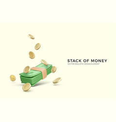 Green Dollars Pack With Gold Coins 3d Render