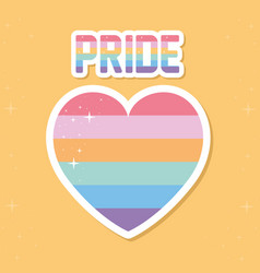 Pride Lettering With Lgbtq Colors On A Heart