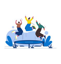 Flat Design People Jumping Trampoline