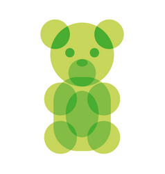 Isolated Green Gummy Bear Candy Sheer Flat Icon